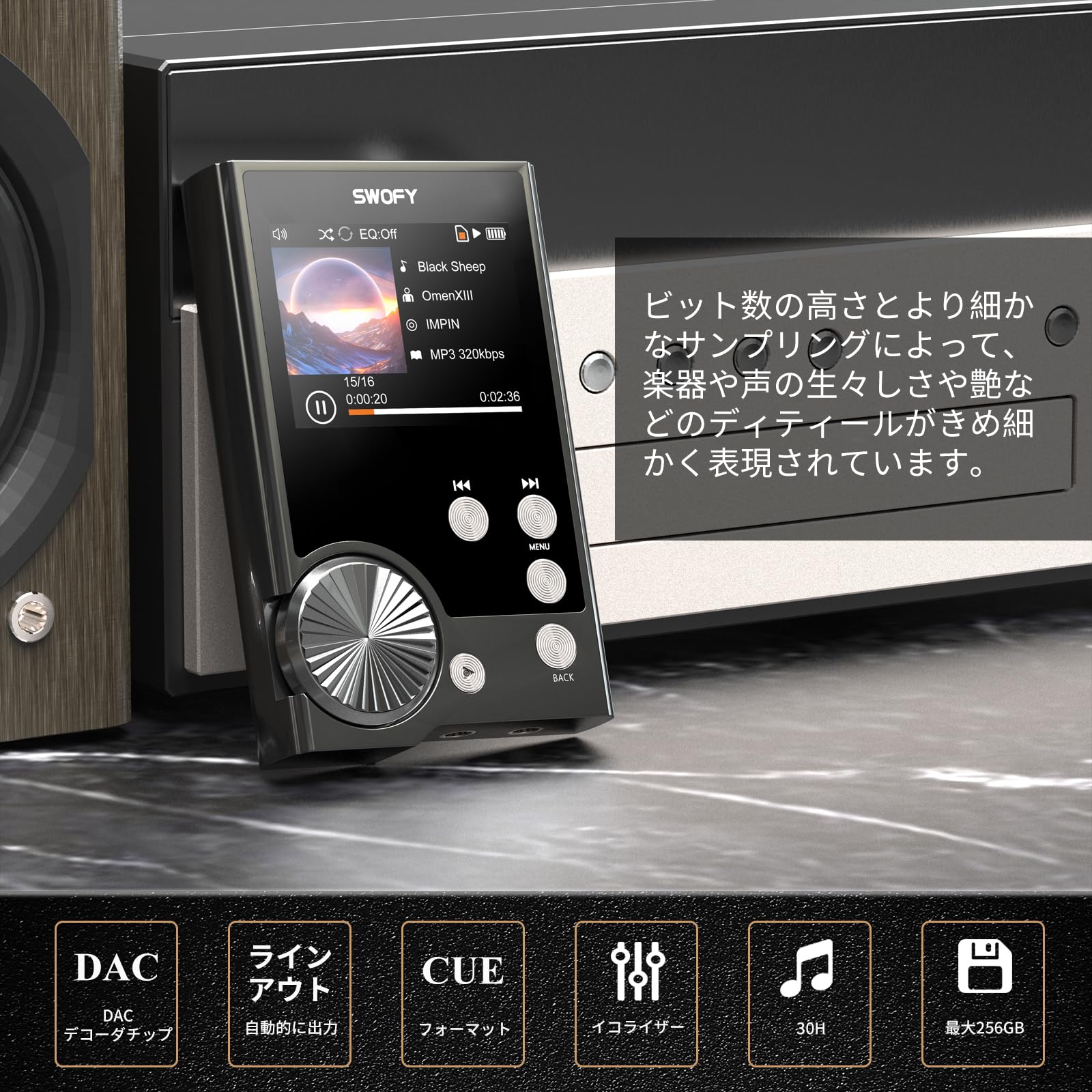 Amazon.co.jp: 128GB HIFI MP3プレーヤー SWOFY ハイレゾ mp3